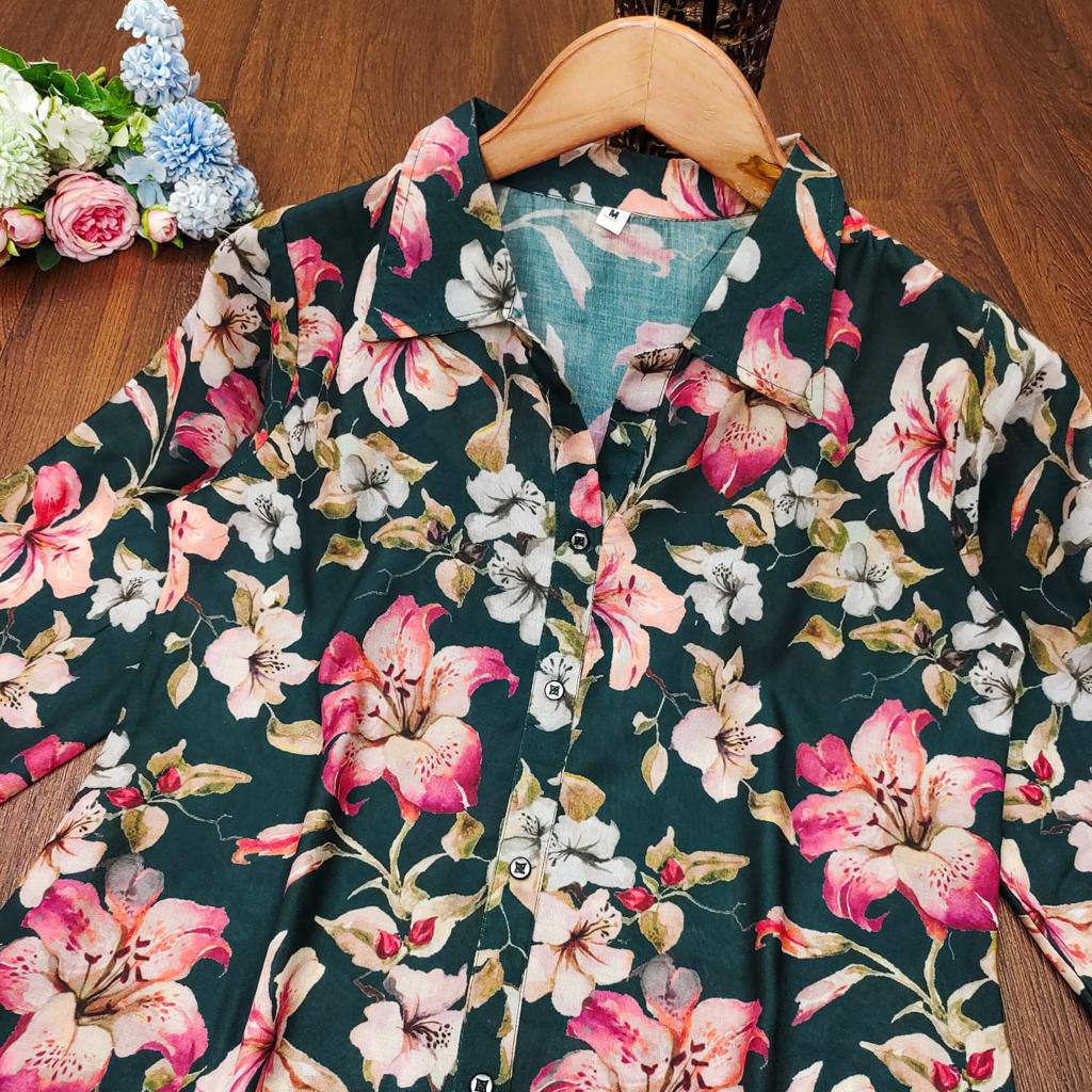 FLORAL MUSLIN STYLISH TUNIC SHORT KURTA FOR GIRLS AND WOMEN WESTERN TOPS