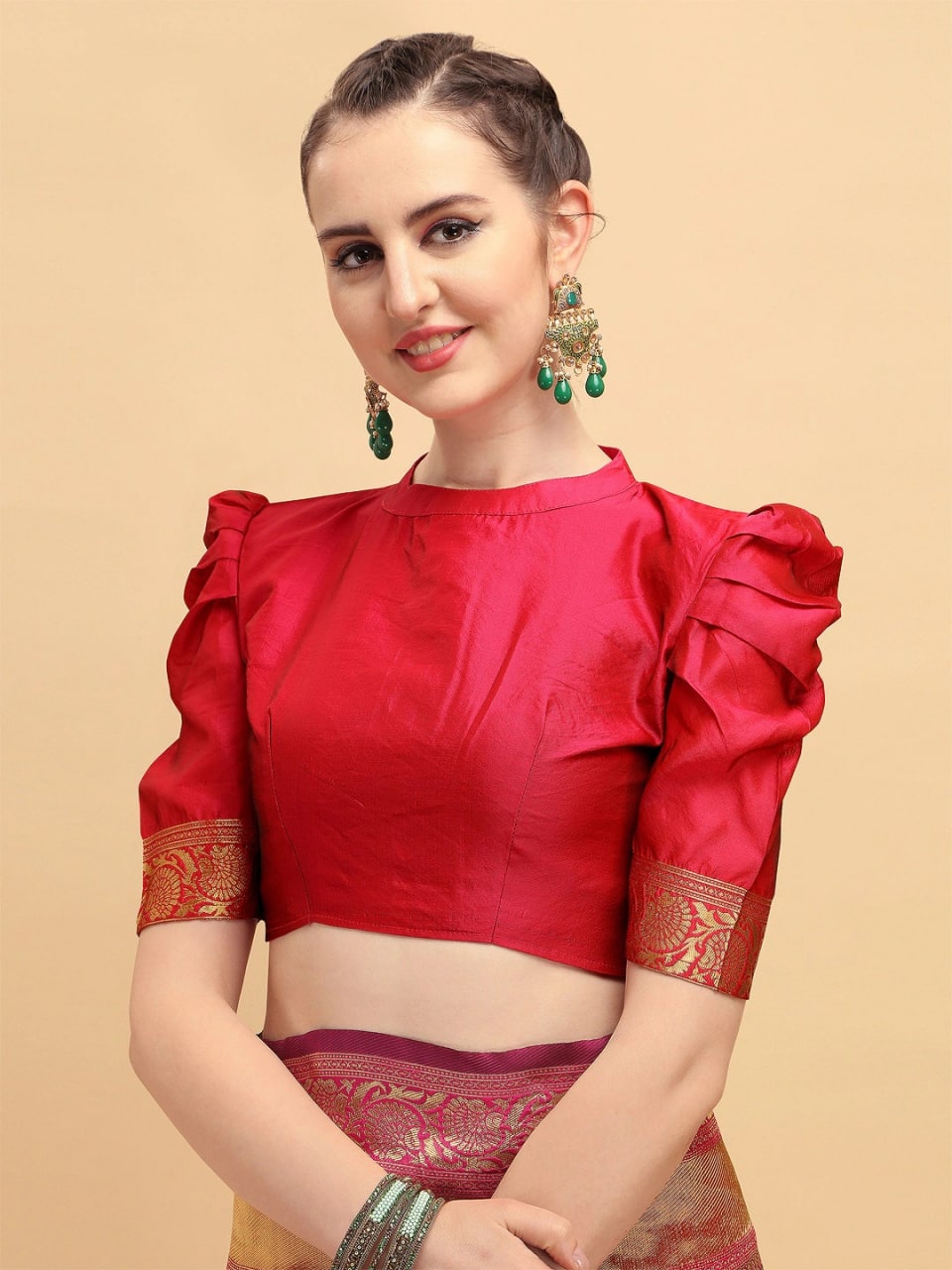 GREEN-RED INDIAN TRADITIONAL WEAR COLLECTION BEAUTIFUL STYLISH FANCY COLORFUL PARTY WEAR & OCCASIONAL WEAR BANARASI SILK SAREE