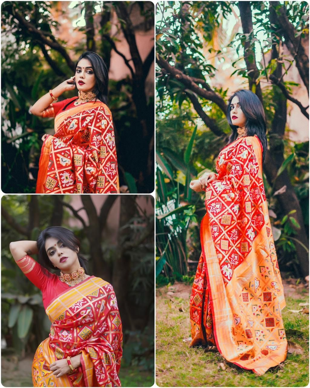 Ethereal Banarasi Silk Gujarati Patola Saree With Exclusive Floral Designs With Kairi Patterns On The Wide Pallu
