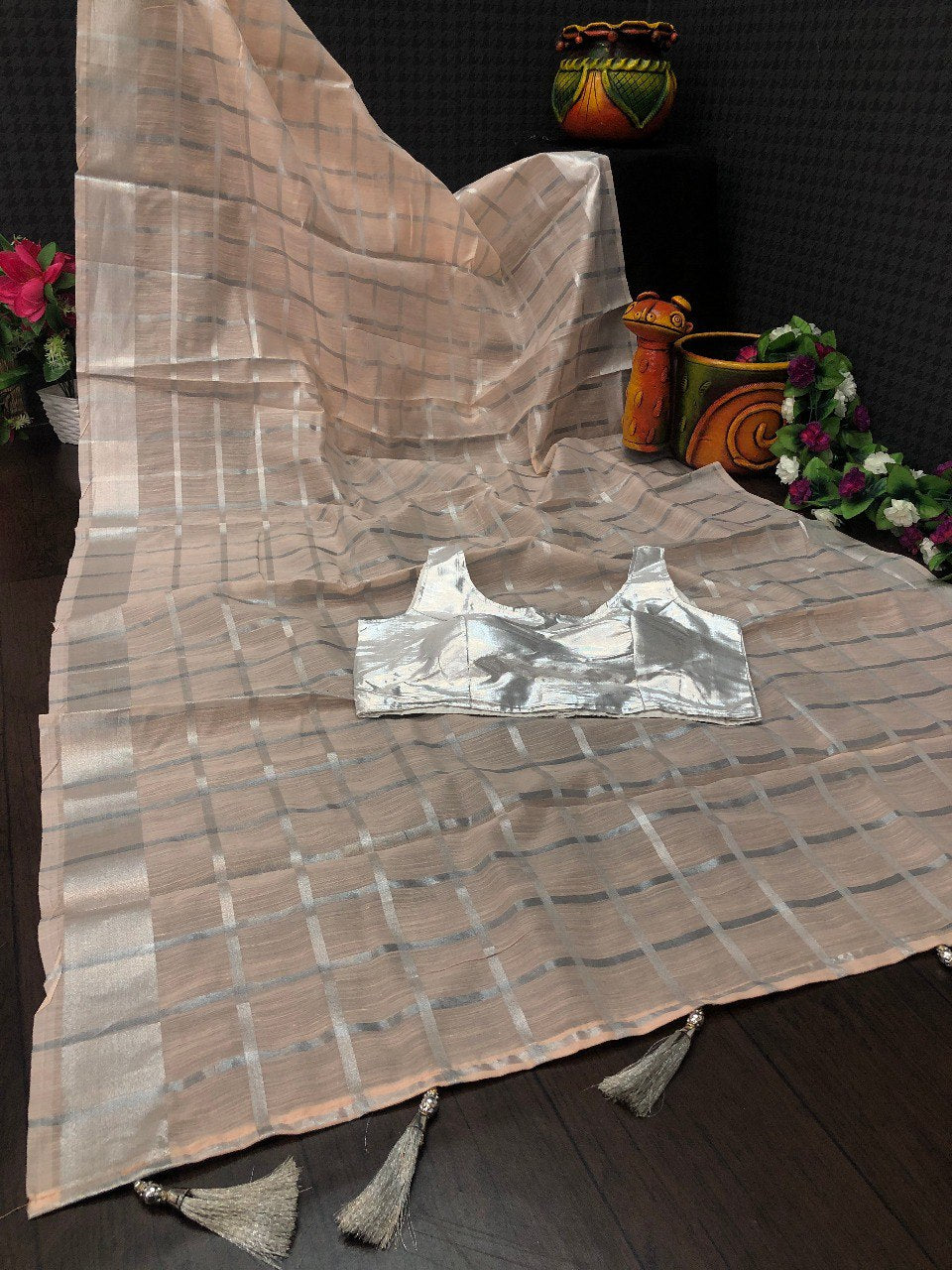 Trending Wedding Wear Real Silver Zari Border Silk Cotton Sarees, With Stitched Blouse