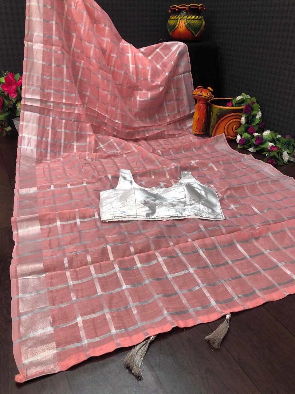 Trending Wedding Wear Real Silver Zari Border Silk Cotton Sarees, With Stitched Blouse