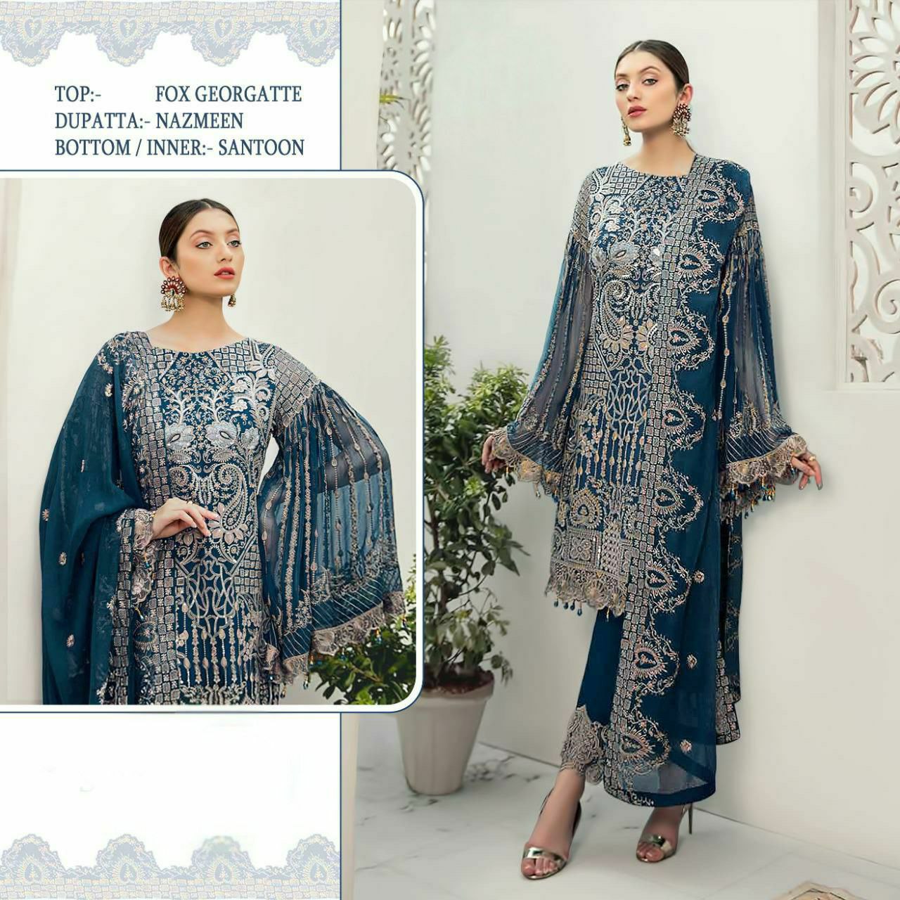 DESIGNER PAKISTANI SUITS COLLECTION BEAUTIFUL STYLISH FANCY COLORFUL PARTY WEAR & OCCASIONAL WEAR FAUX GEORGETTE EMBROIDERED DRESSES