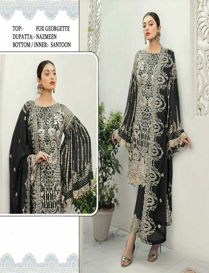 DESIGNER PAKISTANI SUITS COLLECTION BEAUTIFUL STYLISH FANCY COLORFUL PARTY WEAR & OCCASIONAL WEAR FAUX GEORGETTE EMBROIDERED DRESSES
