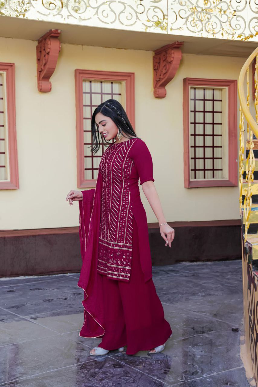 Deep Pink Salwar Kameez Suit For Women Latest Designer Kurta Palazzo set Indian Wedding Festival Wear Shalwar Suit Traditional Dresses