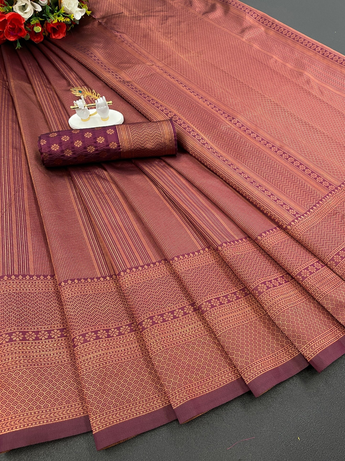 Maroon Deasigner Jacquard Festival Wear Saree For Womens