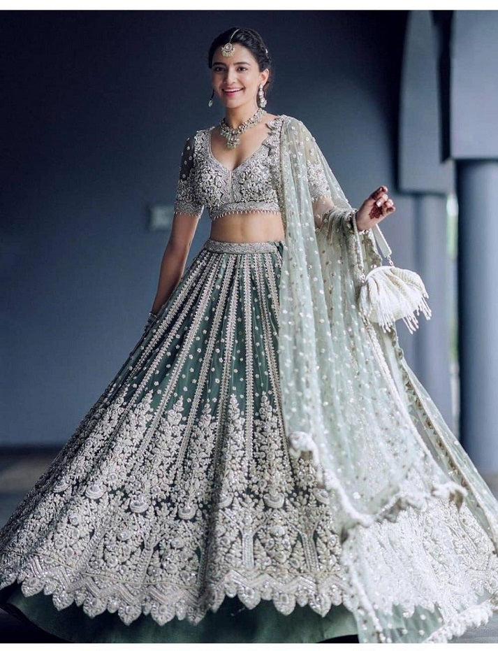 Women Chain Sequence Work Heavy Soft Net Semi-stitched Ethnic wear Lehenga Choli With Dupatta Set