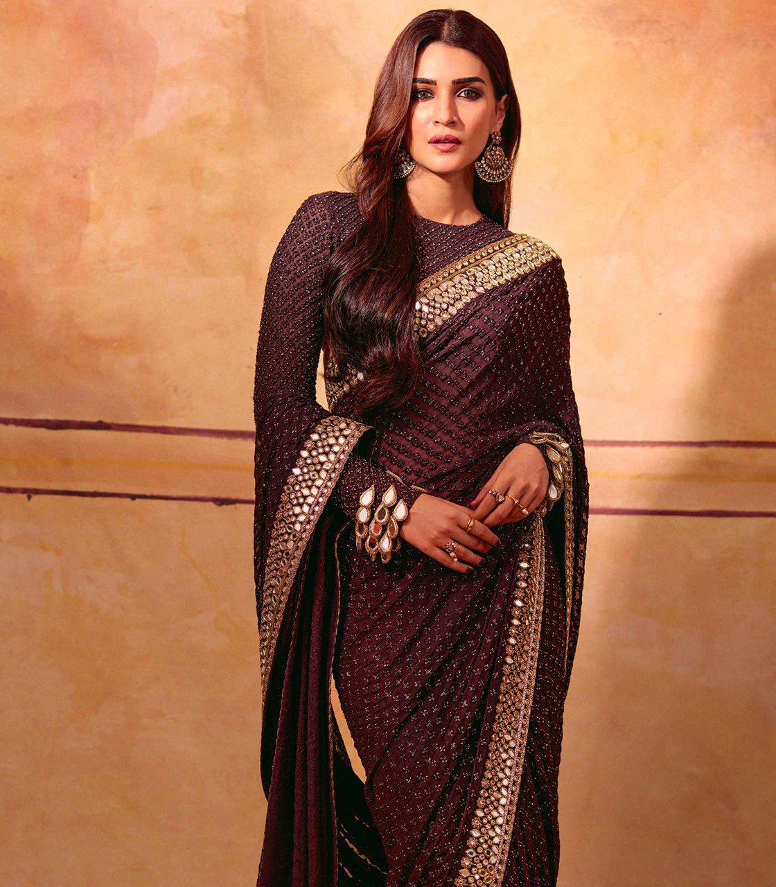 Women's And Girls Heavy Georgette Wine Colours Saree With Sequins Multi And Cotton Thread Embroidery Work Wedding Wear Saree