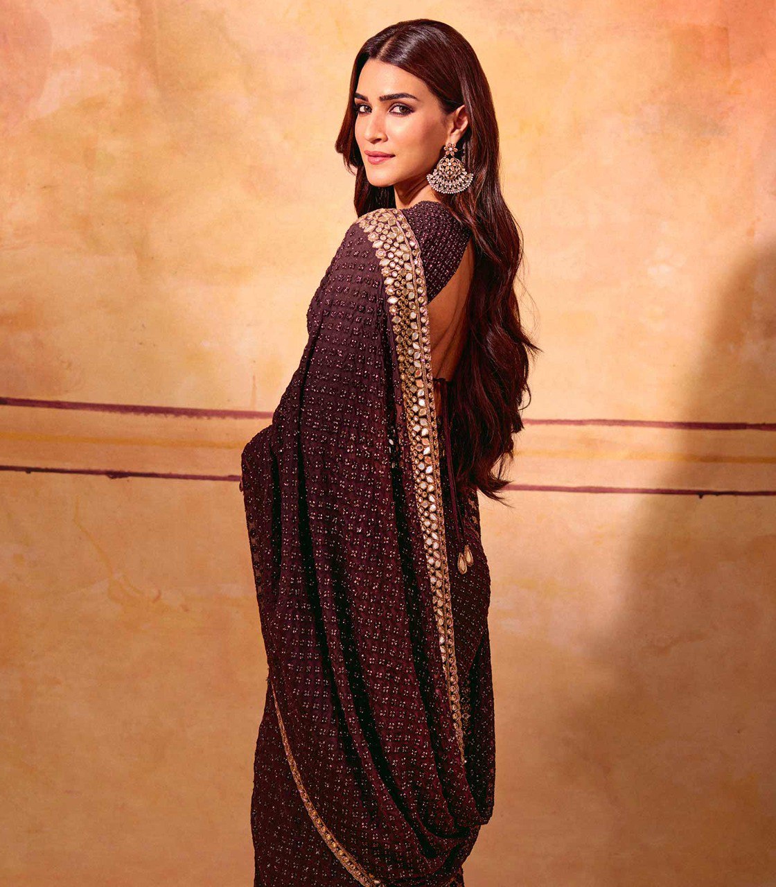 Women's And Girls Heavy Georgette Wine Colours Saree With Sequins Multi And Cotton Thread Embroidery Work Wedding Wear Saree
