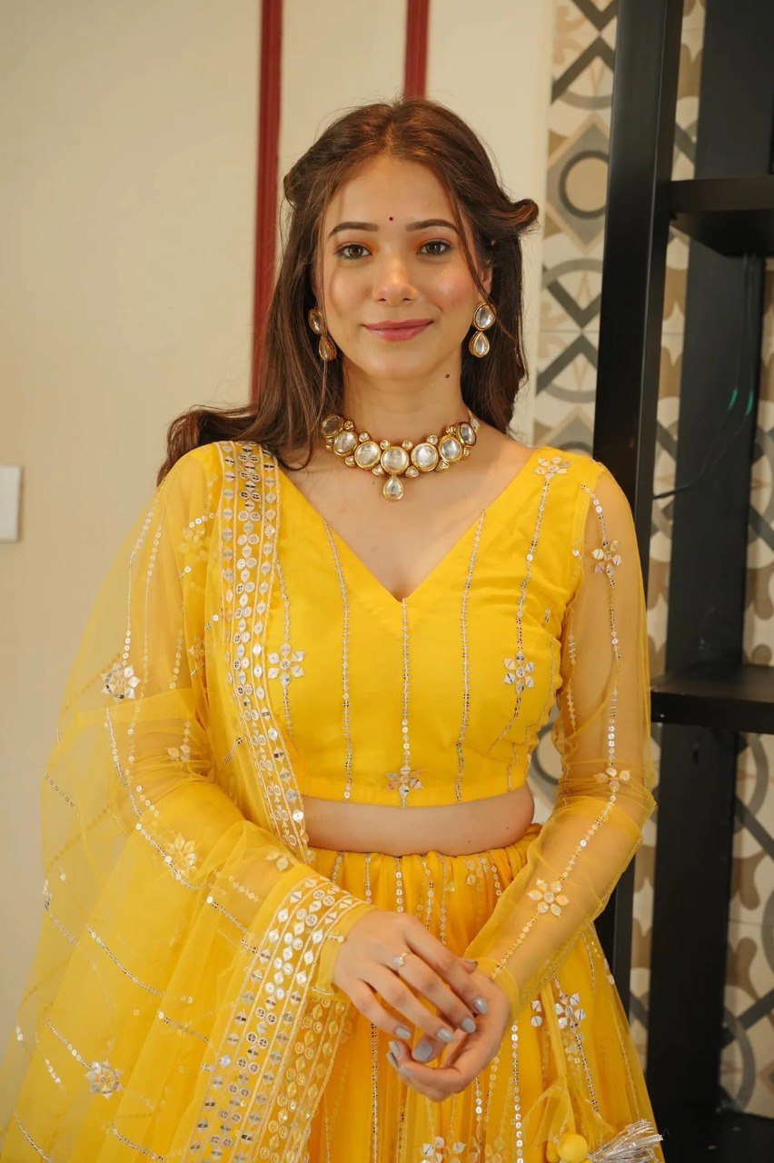 Haldi Special Yellow Premium Soft Net Designer Lehenga Choli With Sequence Embroidery Work Party Wear Lehenga Choli