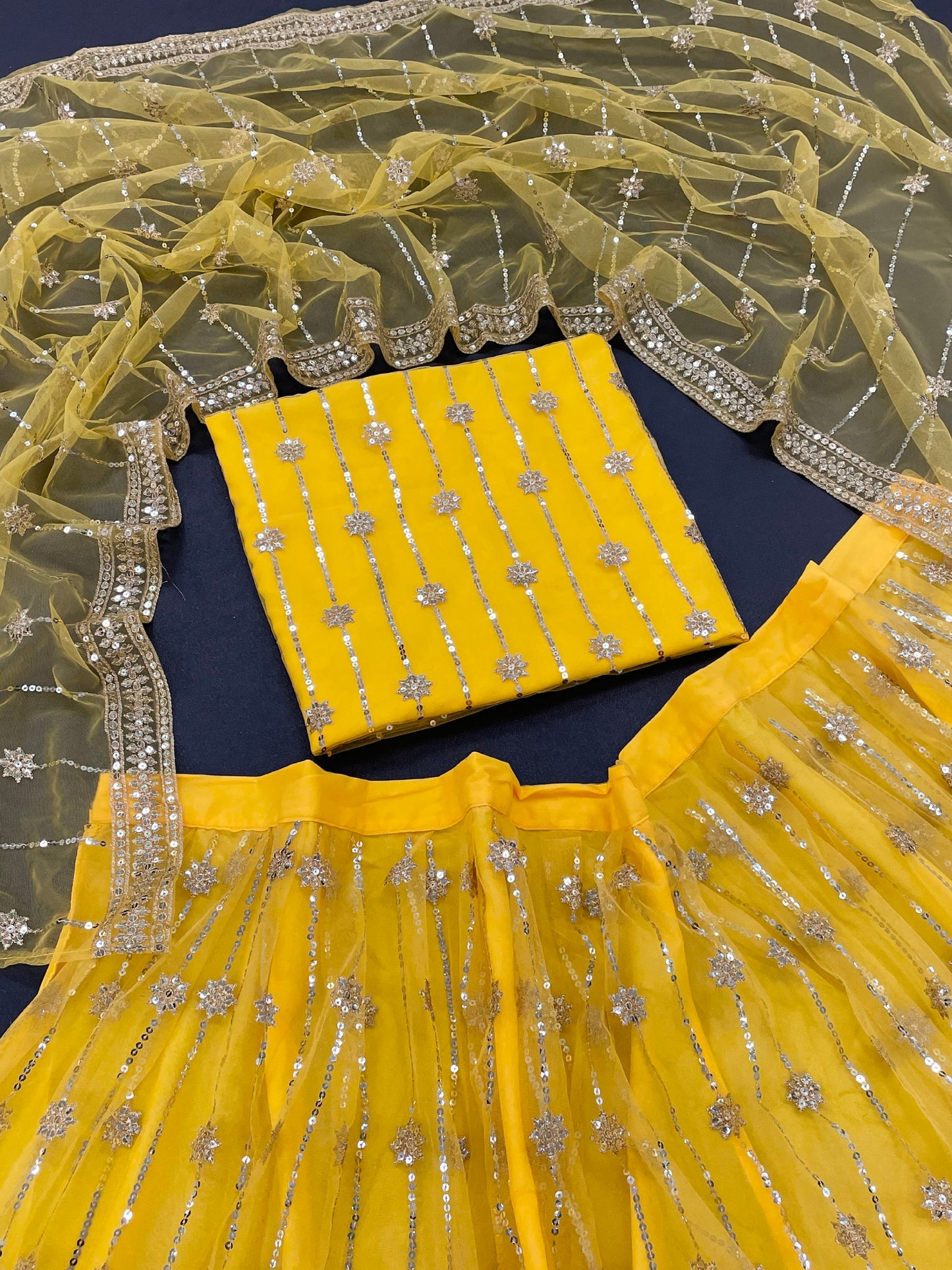 Haldi Special Yellow Premium Soft Net Designer Lehenga Choli With Sequence Embroidery Work Party Wear Lehenga Choli