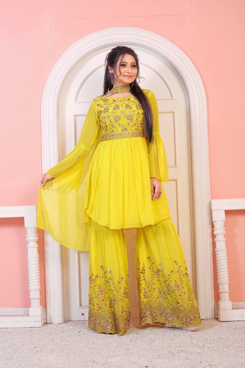 Premium Yellow Fully Embroidered Work Lehenga Choli Set With Dupatta For Party Wear Bridemaid Wear Haldi Outfit
