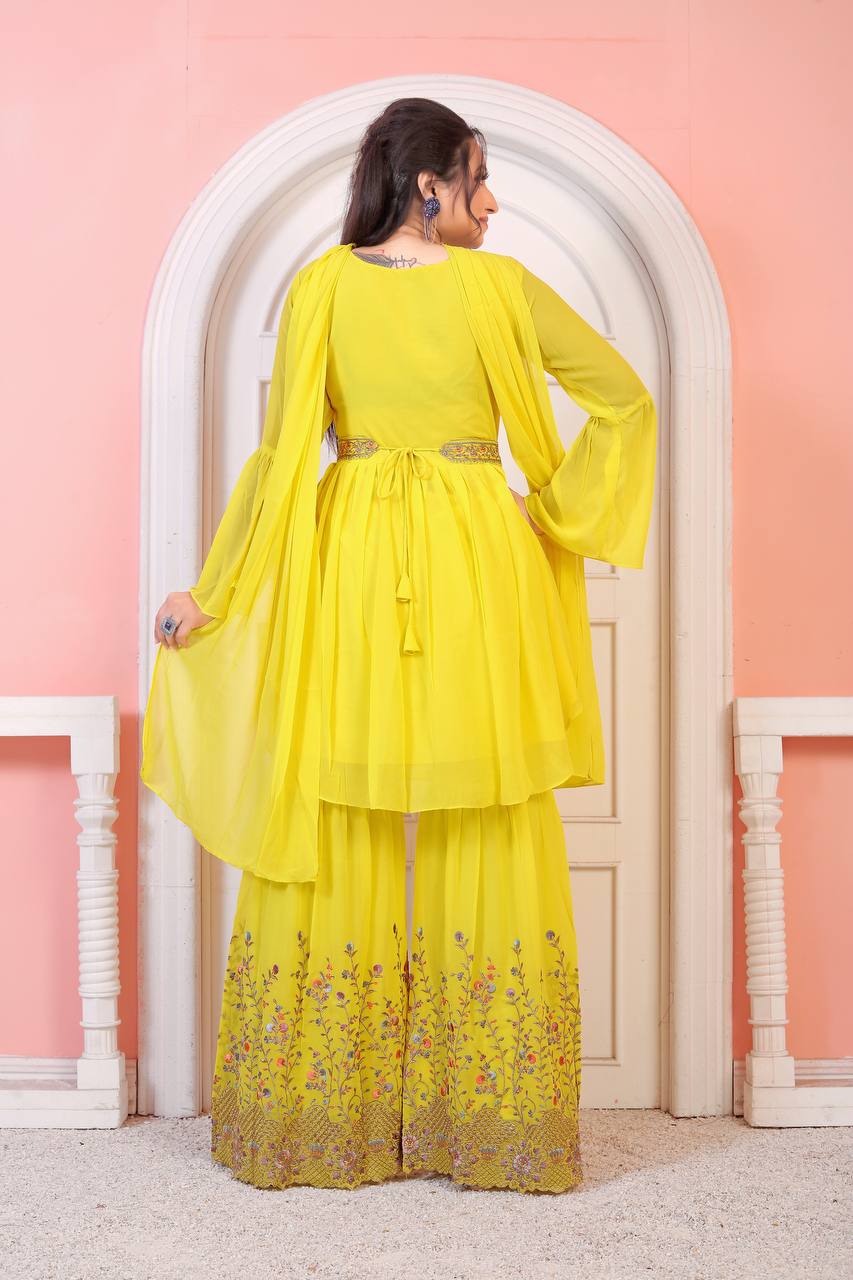 Premium Yellow Fully Embroidered Work Lehenga Choli Set With Dupatta For Party Wear Bridemaid Wear Haldi Outfit