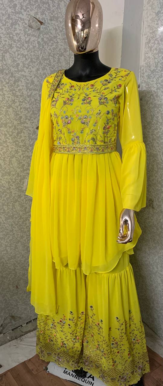 Premium Yellow Fully Embroidered Work Lehenga Choli Set With Dupatta For Party Wear Bridemaid Wear Haldi Outfit