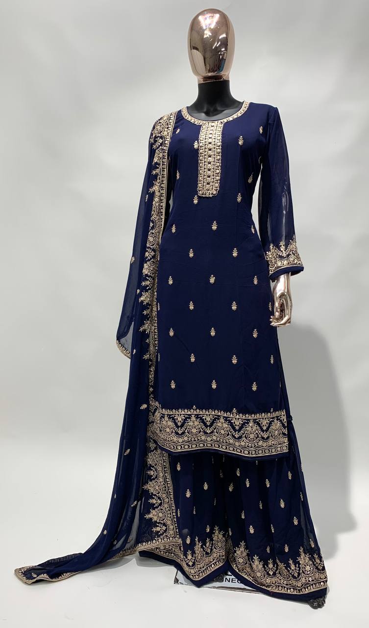 Party Wear Designer Shalwar Kameez Palazzo Suits Heavy Embroidery Worked Pakistani Indian Wedding Wear Beautiful Salwar Kameez Dupatta Dresses