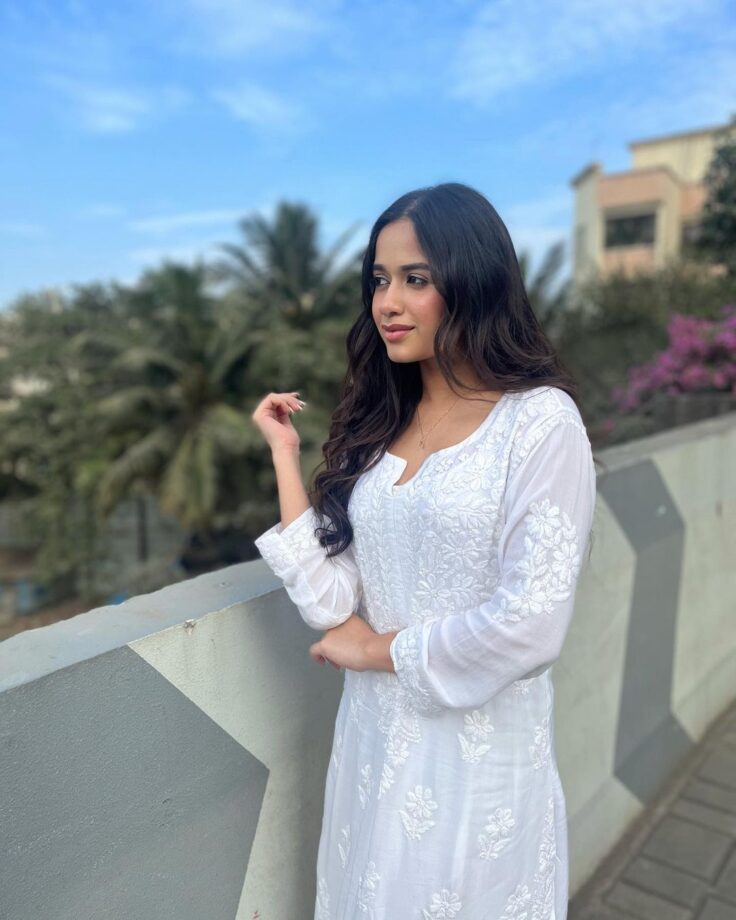 White Women Maslin top with cotton thread embroidered work stitched Kurta with Palazzo & Dupatta Set