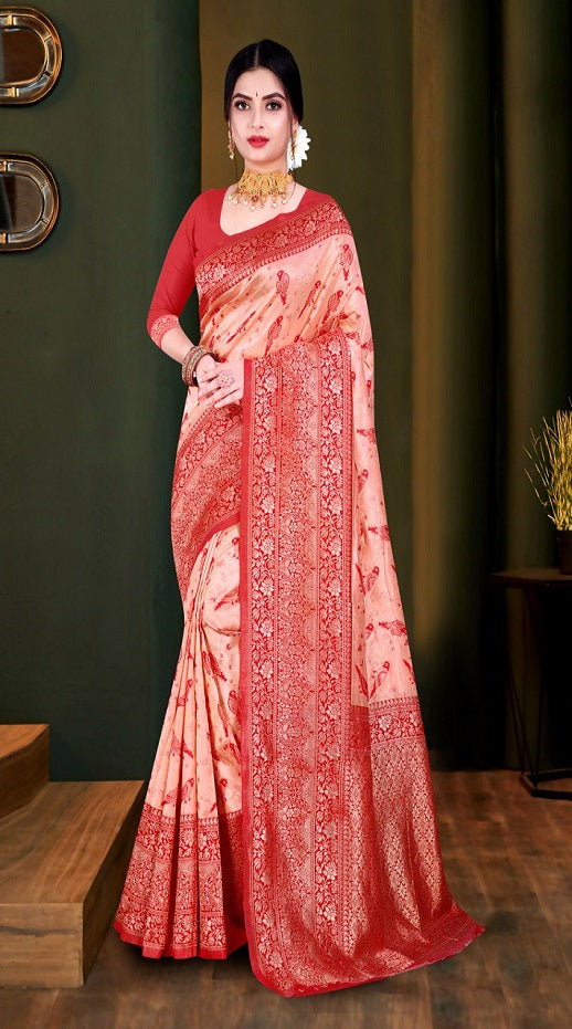 Women's Kanjeevaram Silk Saree With Woven Work Heavy Designer Wedding Wear Best Banarasi Silk Saree