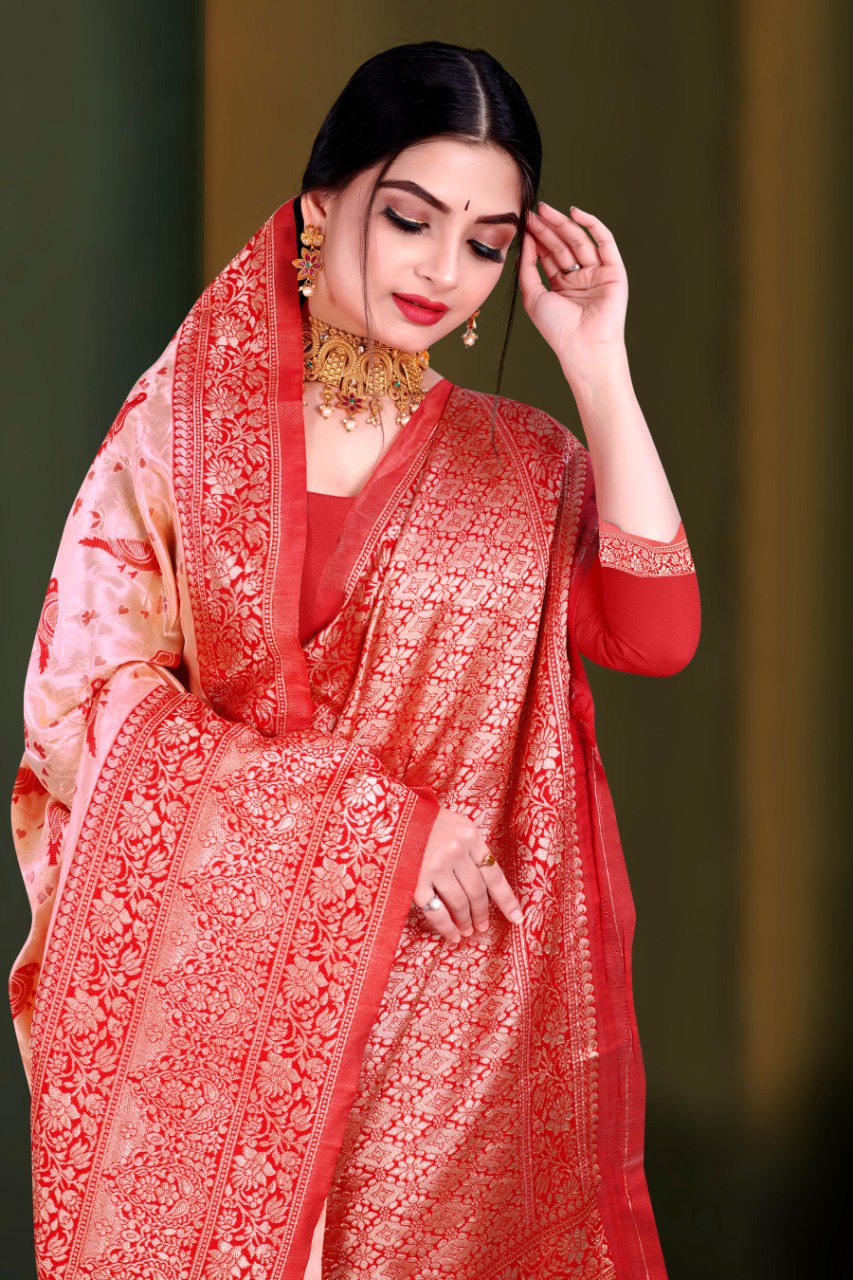 Women's Kanjeevaram Silk Saree With Woven Work Heavy Designer Wedding Wear Best Banarasi Silk Saree