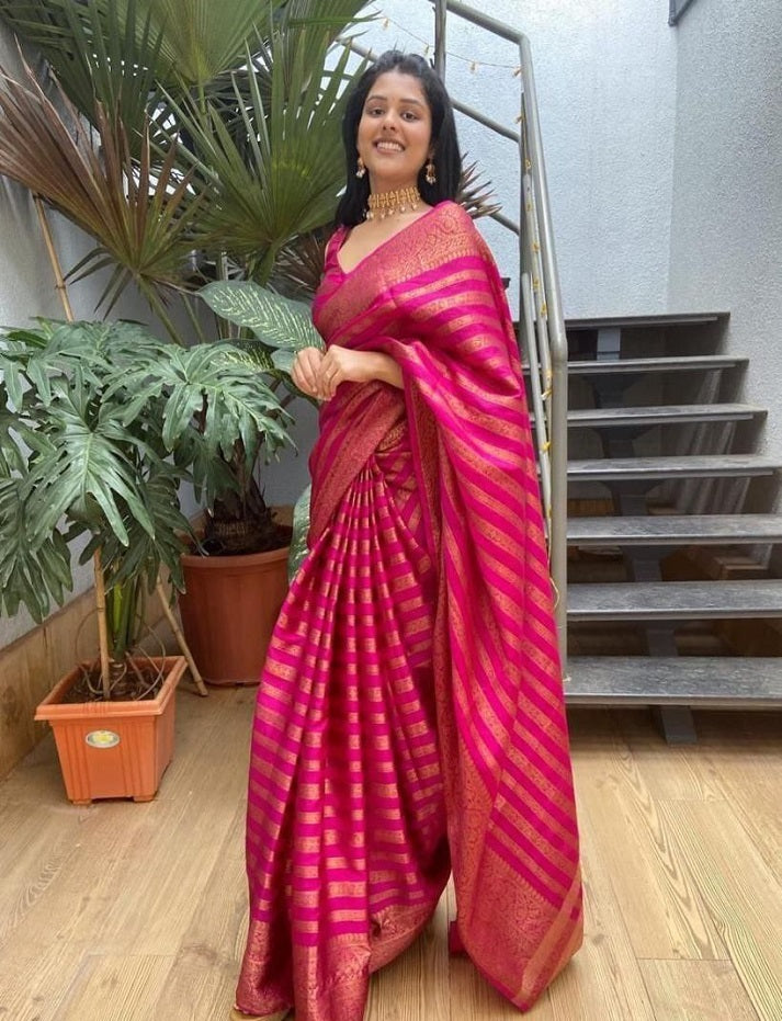 Kanchipuram Silk Saree Bollywood Style Party Wear Indian Wedding Wear Saree Stunning Banarasi Look Saree