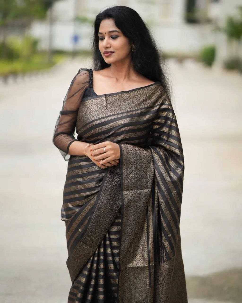 Kanchipuram Silk Saree Bollywood Style Party Wear Indian Wedding Wear Saree Stunning Banarasi Look Saree