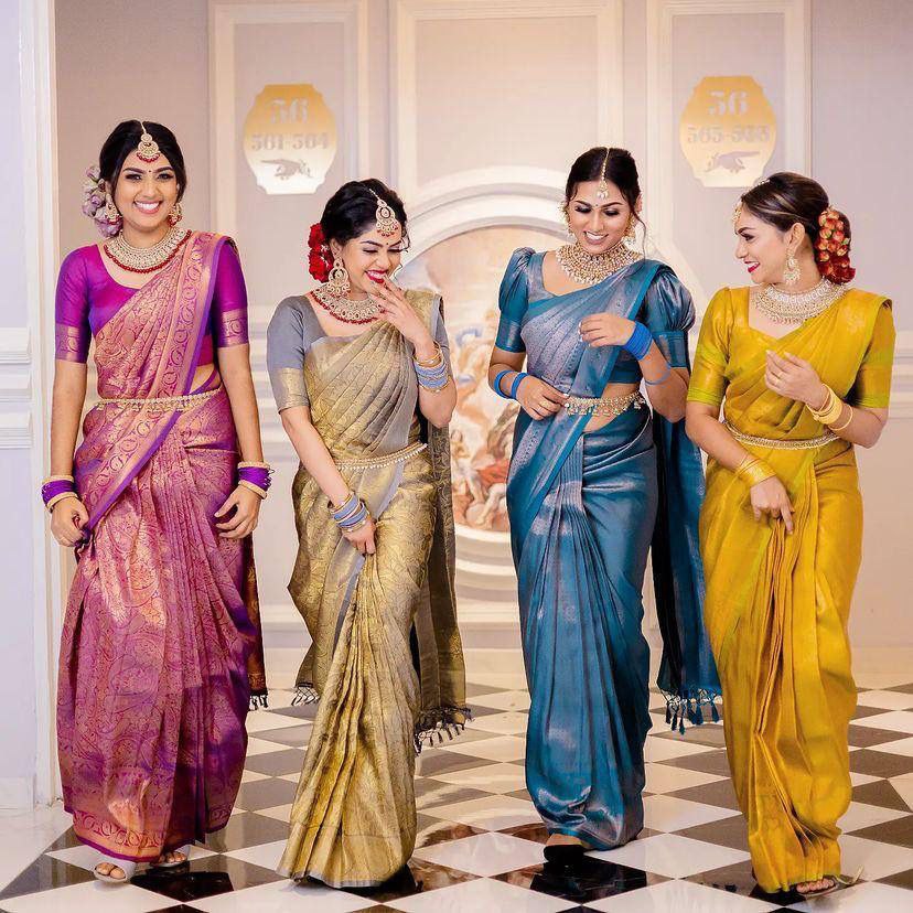 Jacquard Work Weaving Softy Silk Litchi Silk Saree (Separate Blouse Piece) traditional wear Saree