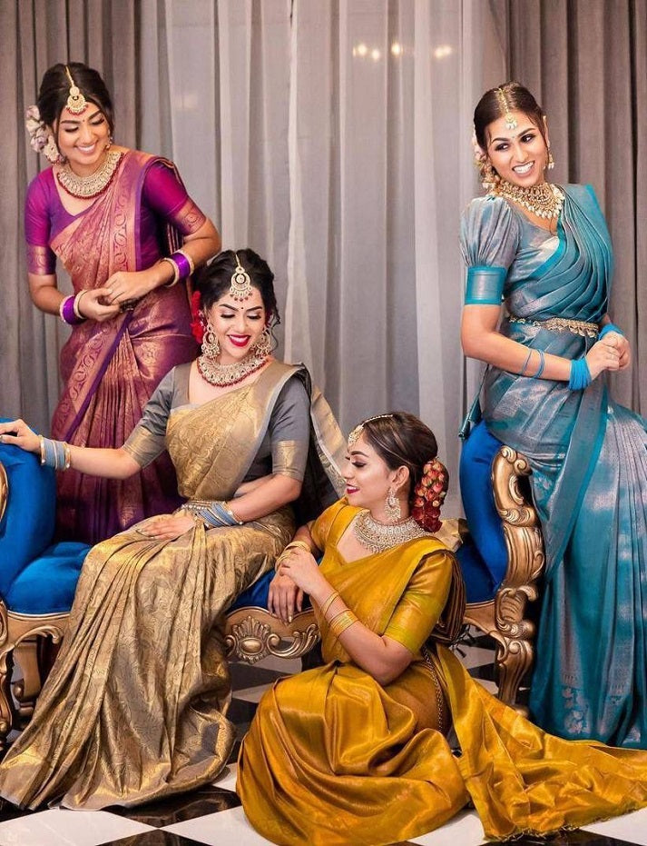 Jacquard Work Weaving Softy Silk Litchi Silk Saree (Separate Blouse Piece) traditional wear Saree