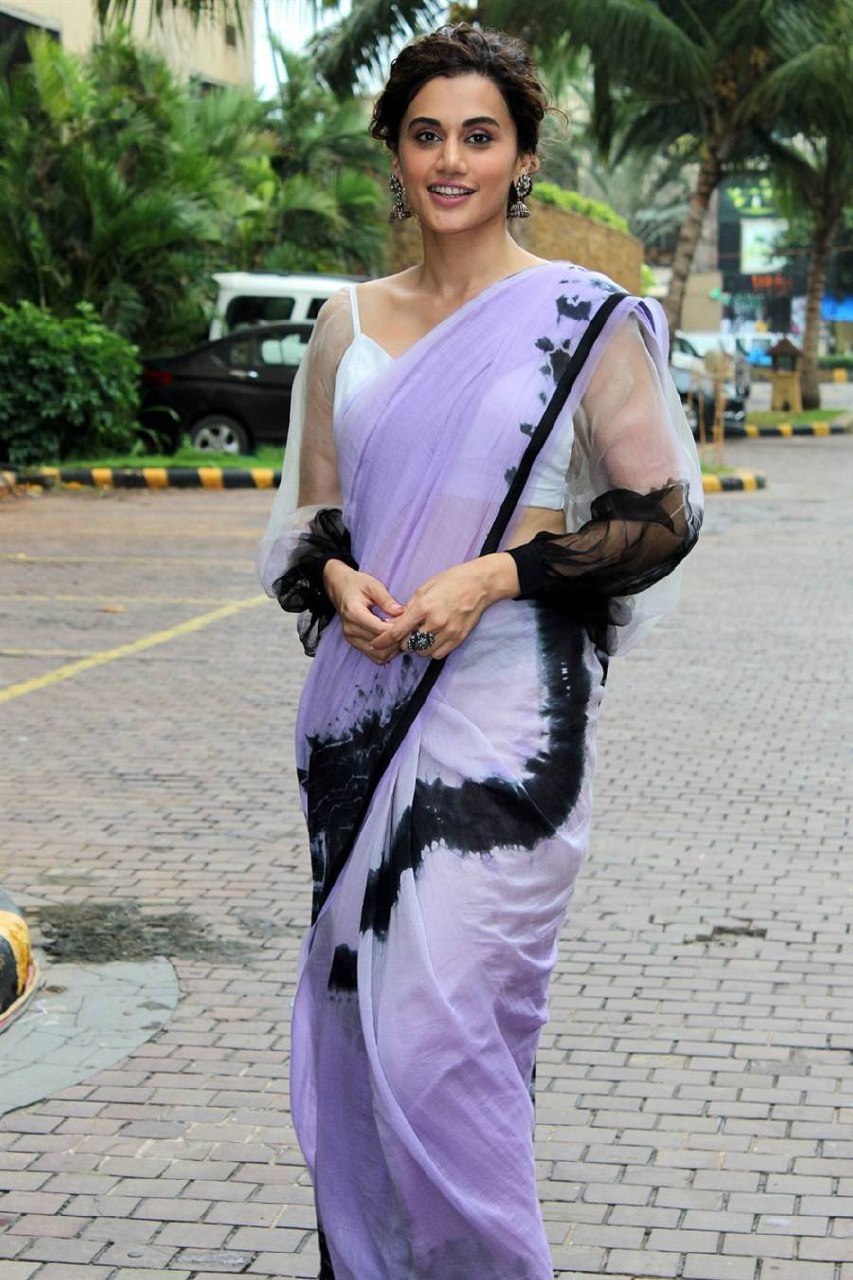 Bollywood celebrity wear lavender color faux georgette saree for women, printed saree for wedding, stylish party wear designer saree