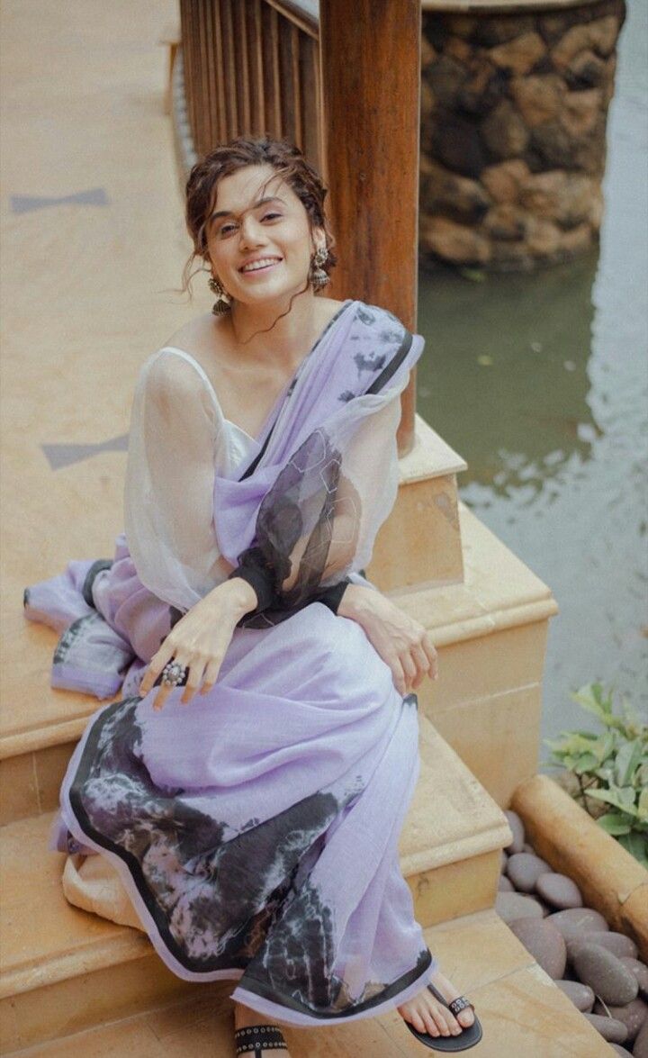 Bollywood celebrity wear lavender color faux georgette saree for women, printed saree for wedding, stylish party wear designer saree