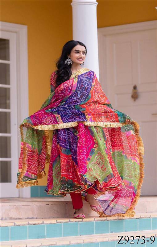 Bollywood Designer Partywear Readymade Full Flared Anarkali Gown Pant Dupatta,Women Ethnic Wear Suit,Lehariya Bandhani Anarkali,Indian wedding Suit