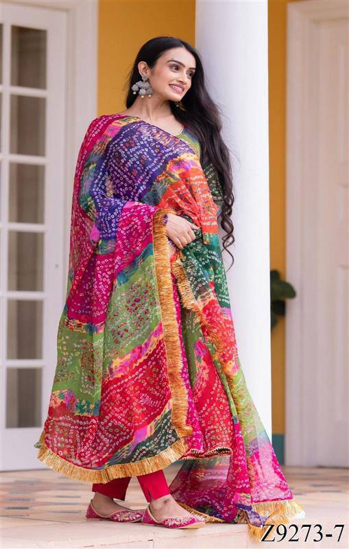Bollywood Designer Partywear Readymade Full Flared Anarkali Gown Pant Dupatta,Women Ethnic Wear Suit,Lehariya Bandhani Anarkali,Indian wedding Suit