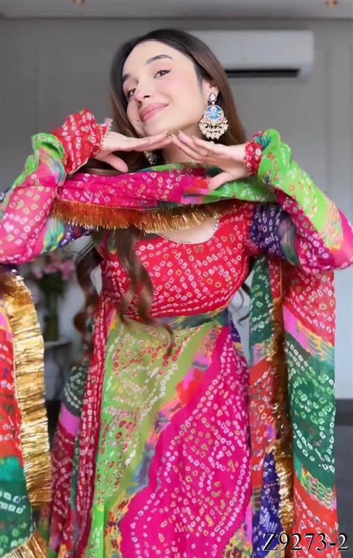 Bollywood Designer Partywear Readymade Full Flared Anarkali Gown Pant Dupatta,Women Ethnic Wear Suit,Lehariya Bandhani Anarkali,Indian wedding Suit