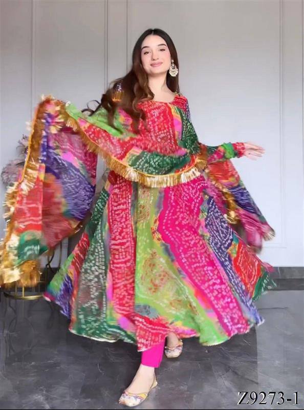 Bollywood Designer Partywear Readymade Full Flared Anarkali Gown Pant Dupatta,Women Ethnic Wear Suit,Lehariya Bandhani Anarkali,Indian wedding Suit