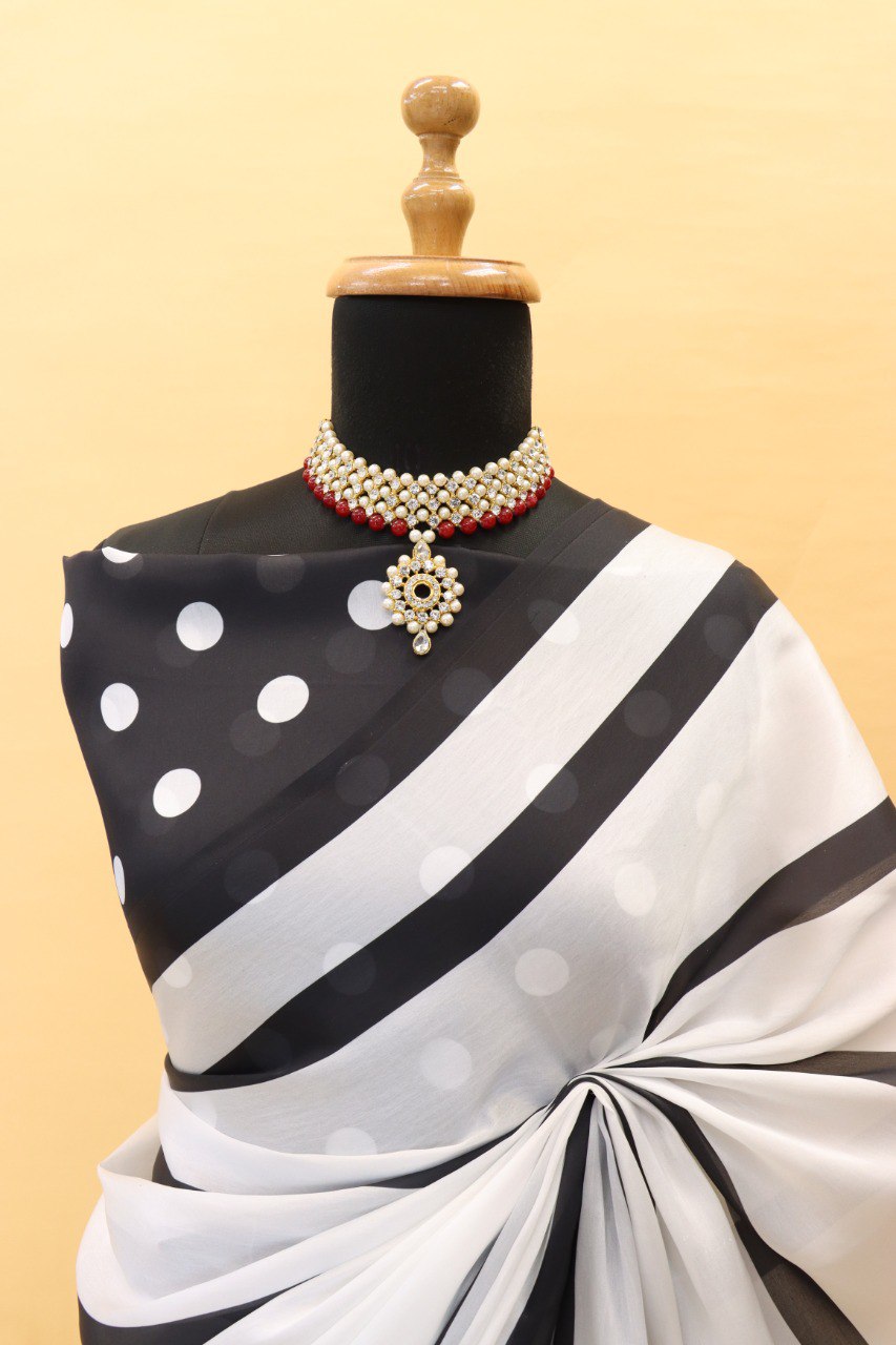 Fancy Bollywood Type Sequence Embellished Net Fabric Off White Colour Saree With Blouse KT-259 By Dealbazaars
