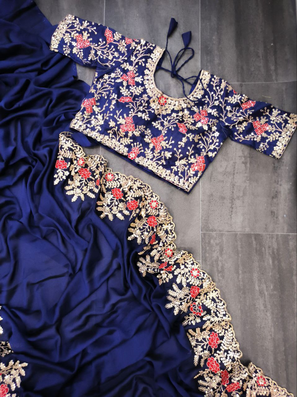 Royal Blue Color Rangoli SIlk With Embroidery Work Saree Collection At Best Rate