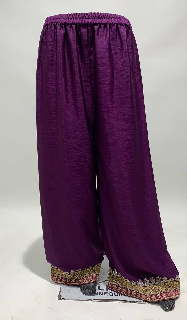 Purple Color Chinon Embroidered Short Anarkali With Pant Style Suit For Womens