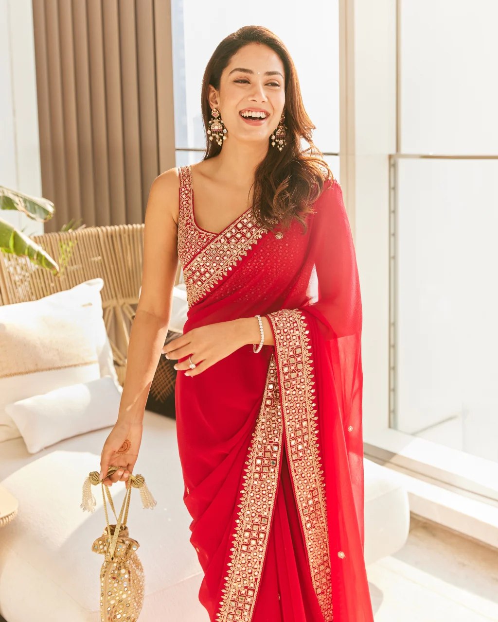 Red Color Beautiful Rangoli Silk Embroidery Sequence & Thread Work Saree,Wedding Wear Saree,Saree For US Woman, Red Saree,Bollywood Saree