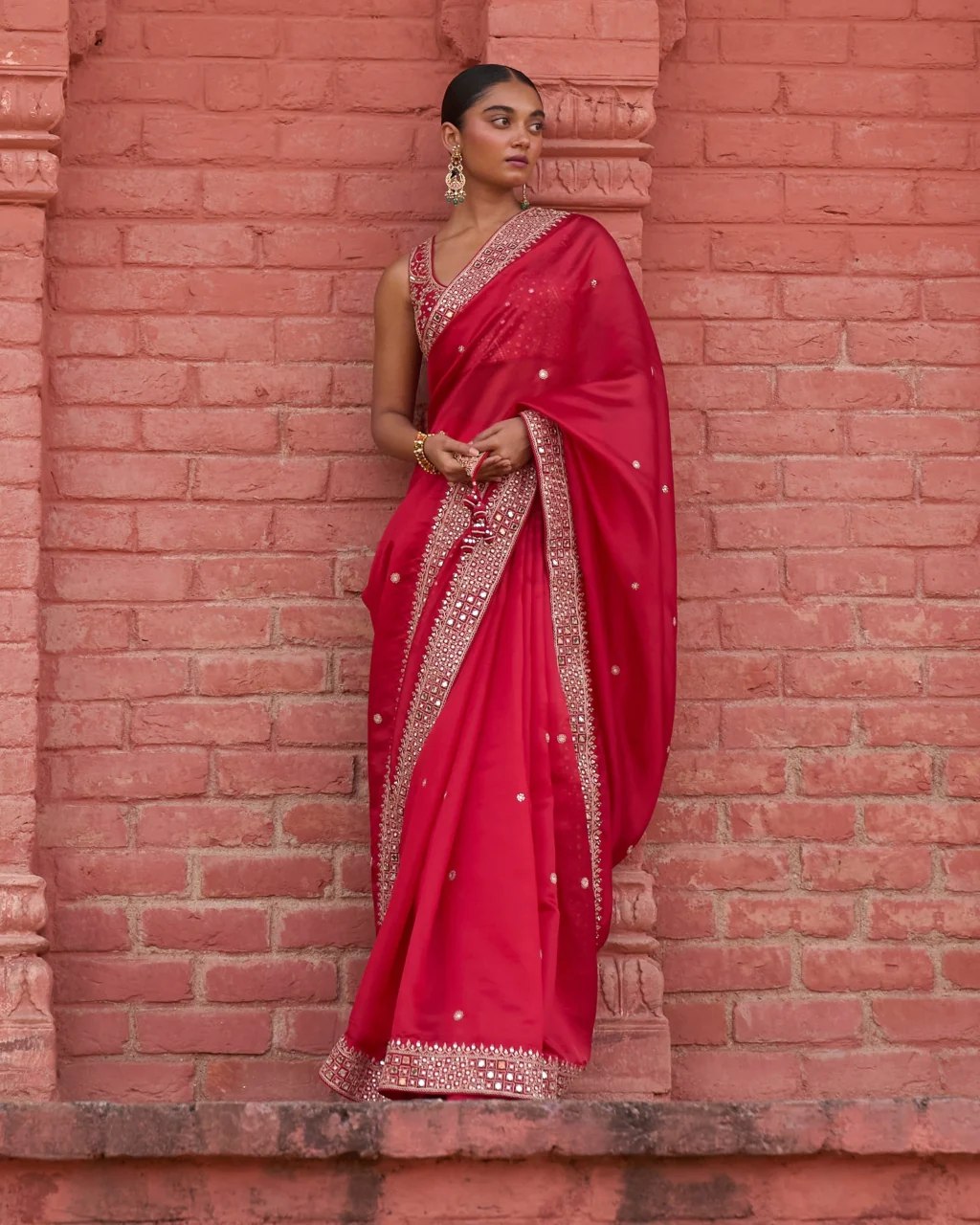 Red Color Beautiful Rangoli Silk Embroidery Sequence & Thread Work Saree,Wedding Wear Saree,Saree For US Woman, Red Saree,Bollywood Saree