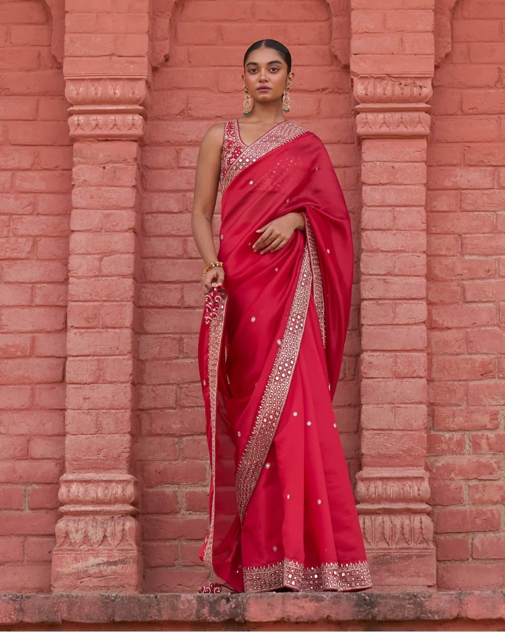 Red Color Beautiful Rangoli Silk Embroidery Sequence & Thread Work Saree,Wedding Wear Saree,Saree For US Woman, Red Saree,Bollywood Saree