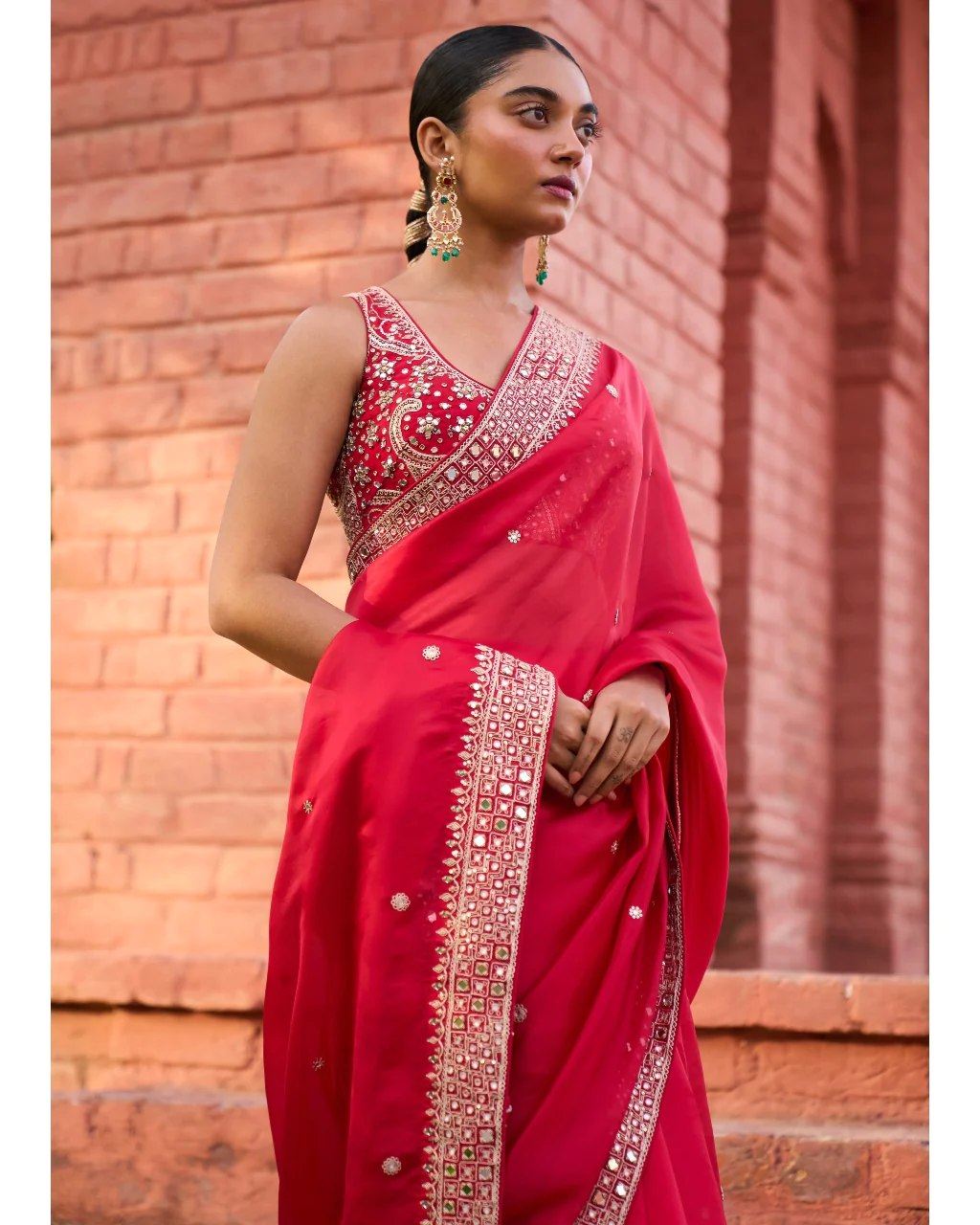 Red Color Beautiful Rangoli Silk Embroidery Sequence & Thread Work Saree,Wedding Wear Saree,Saree For US Woman, Red Saree,Bollywood Saree