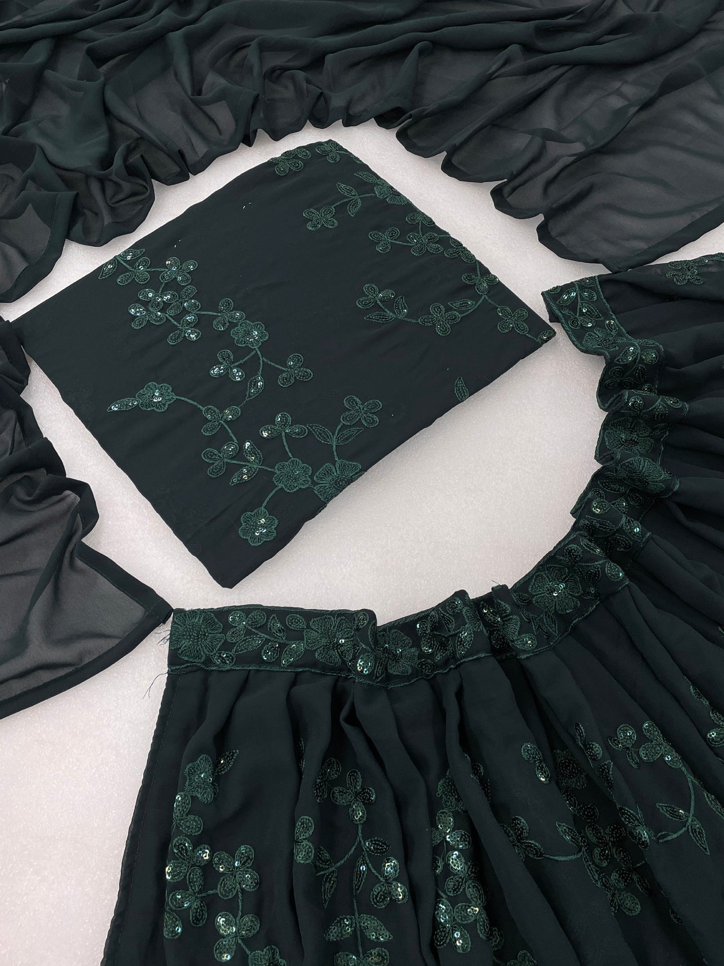 Green Designer lehenga choli Indian wedding wear embroidered Semi stitched lehenga choli with dupatta