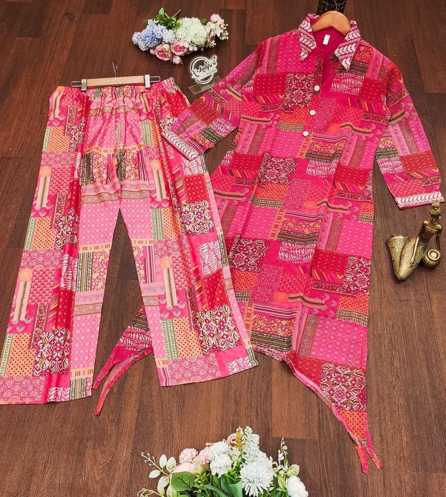 Pink Faux Georgette Embroidery worked Afghani KurtI, Bottom For Girls And Womens