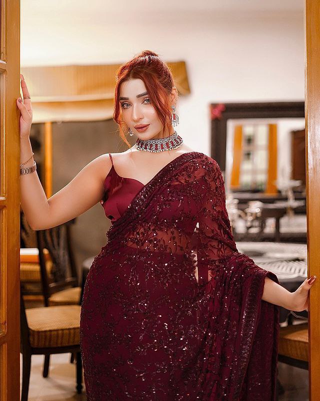 Maroon Heavy Designer Georgette Party Wear Saree With Heavy 3MM Sequance Embroidery Work Saree With Blouse