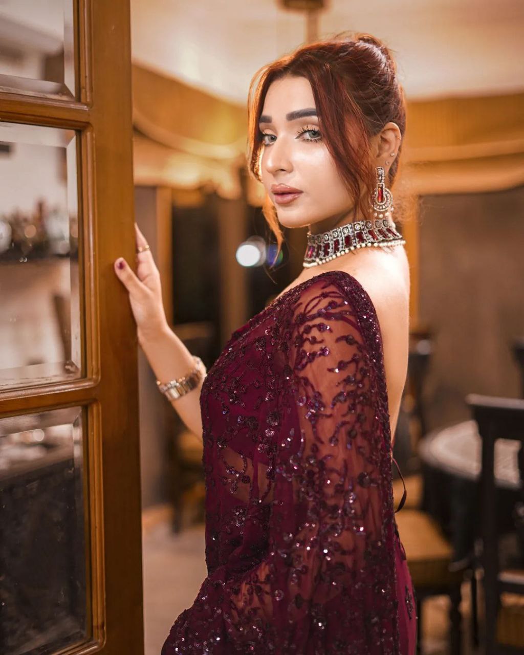 Maroon Heavy Designer Georgette Party Wear Saree With Heavy 3MM Sequance Embroidery Work Saree With Blouse