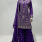 Purple Color Heavy Georgette Embroidered Work Sharara Suit For Womens