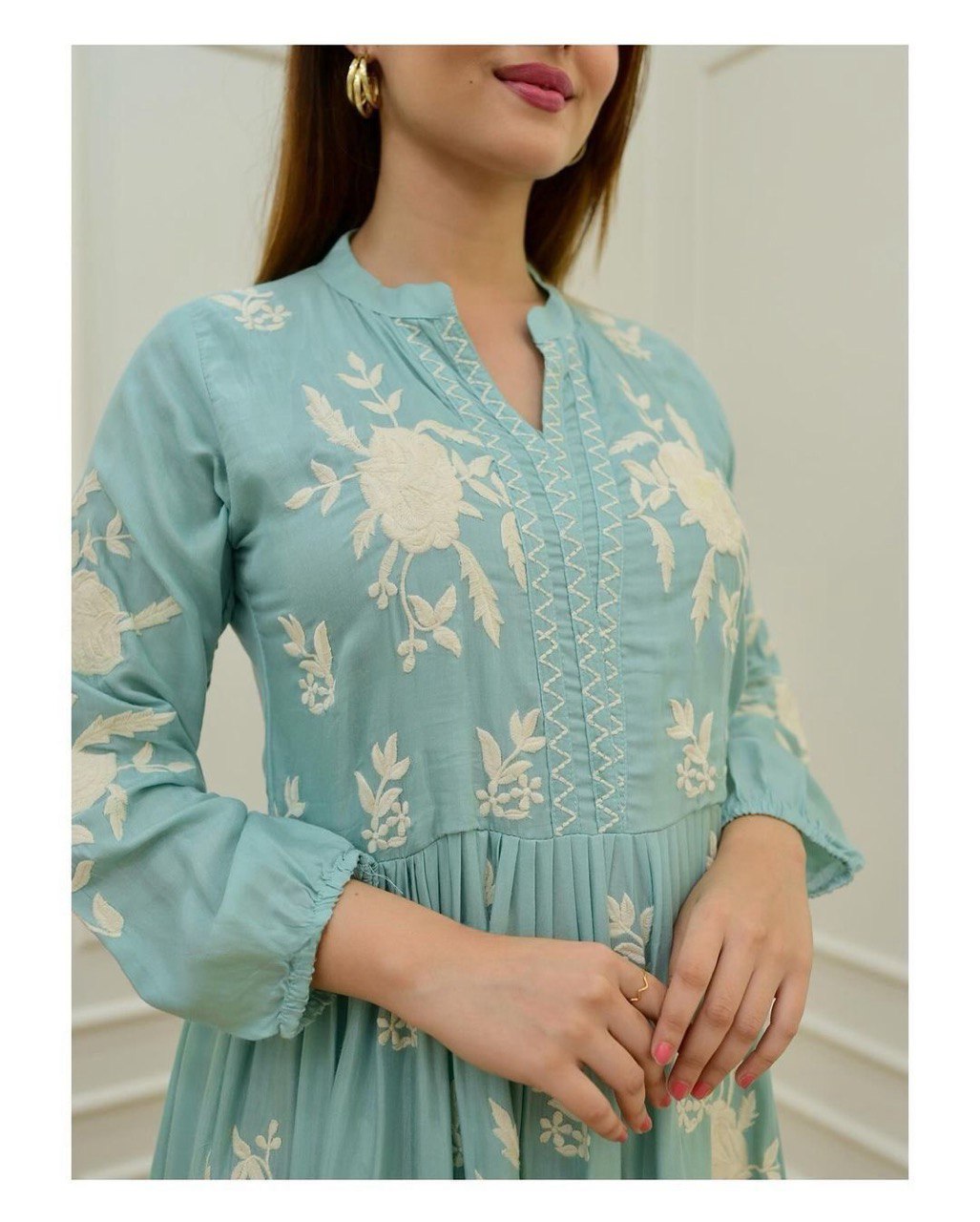 Beutiful 3 Colors Embroidery Work Rayon Gown For Womens And Girls