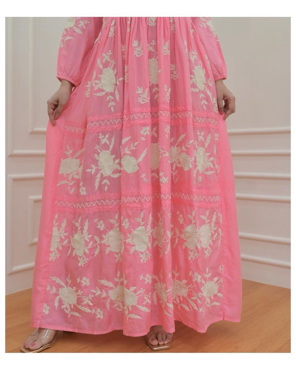 Beutiful 3 Colors Embroidery Work Rayon Gown For Womens And Girls