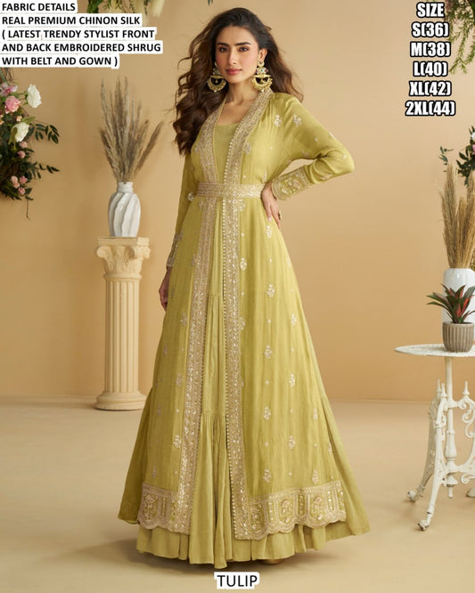 Women’s Heavy Roman Silk Anarkali Suit with Pant & Dupatta | Embroidery & Sequence Work | Full Sleeve, Fully Stitched | Festive & Party Wear