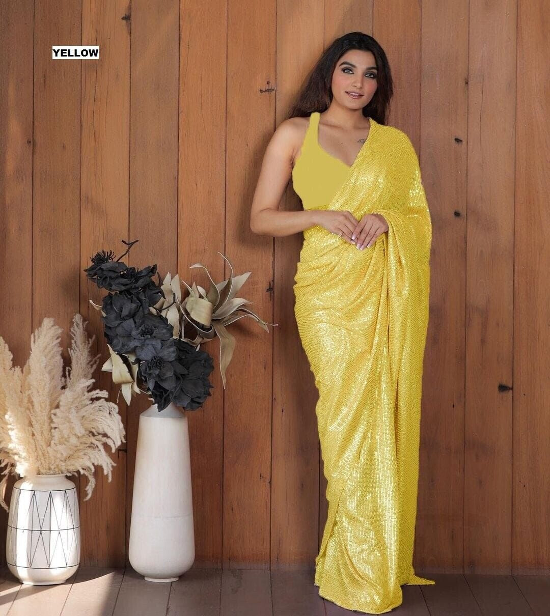 SEQUINS RANI NEW BLOCK BUSTER BOLLYWOOD 3MM EMBROIDERY DOUBLE SEQUINS WORK PARTYWEAR SAREE FOR WOMEN'S