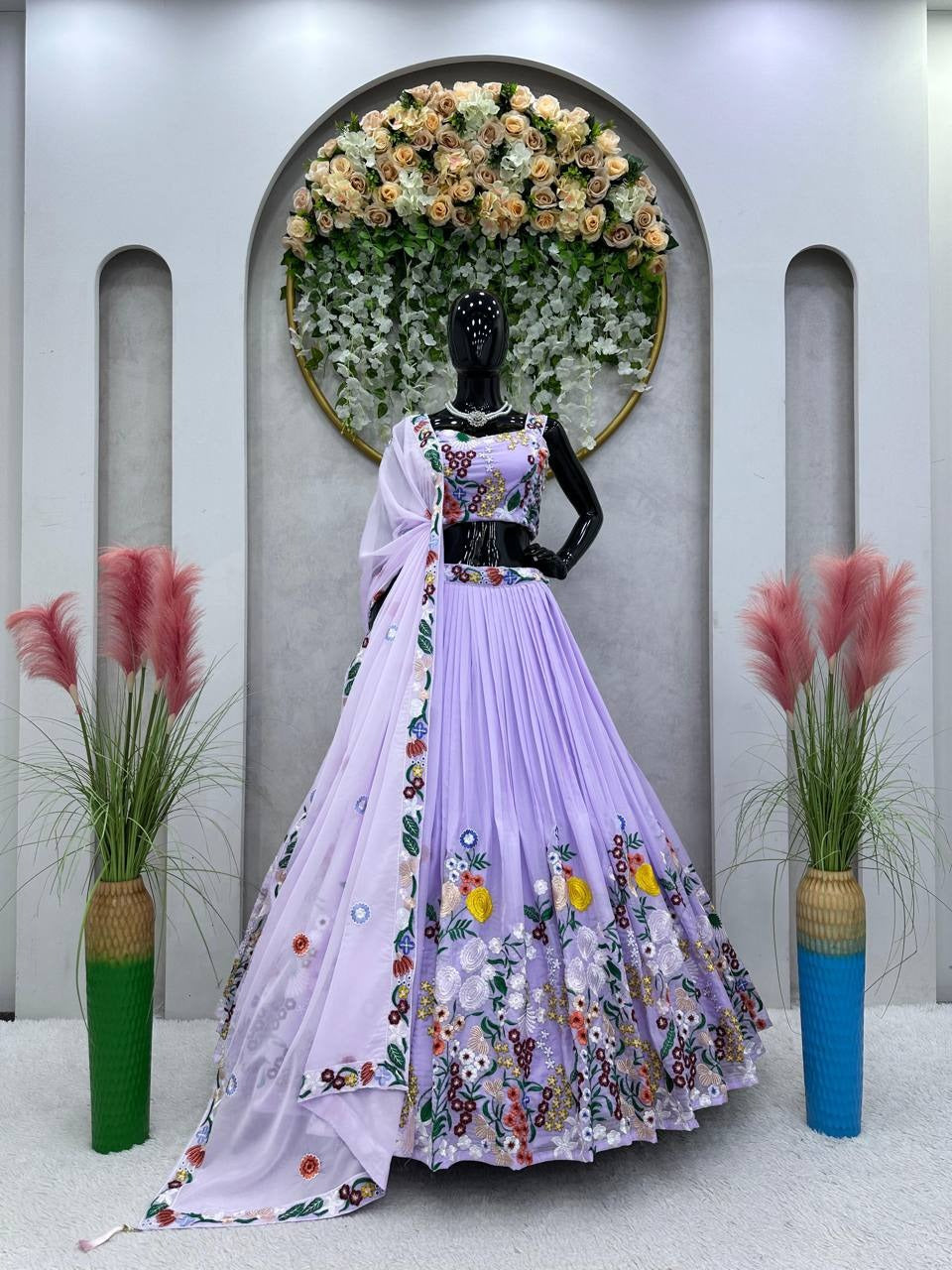 Designer Attractive PartyWear Floral Printed Lehenga choli with dupatta, Haldi outfit , Bridesmaid Dress, Yellow Printed Lehenga
