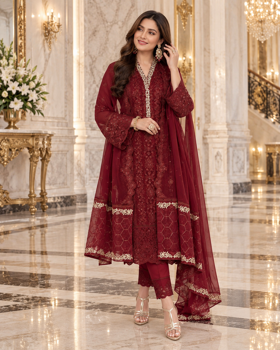 Heavy Work Georgette Sequence Embroidery Semi-Stitched Wonderful Pakistani Outfit