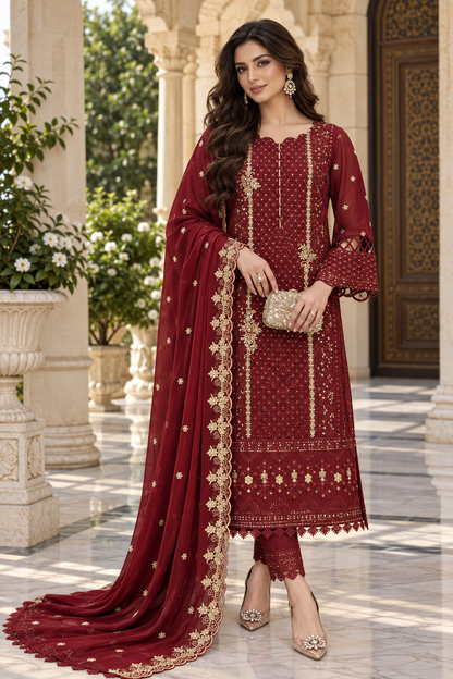 Attractive Georgette Sequence Embroidery Multi Purpose Semi-Stitched Pakistani Salwar Suit Material